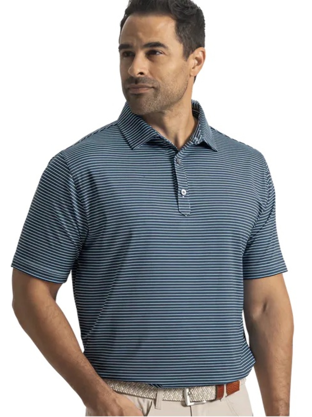 FootJoy Athletic Fit Blue Striped Short-Sleeve Polo Shirt. Men’s Size Medium.